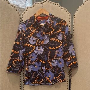 Floral Women's Blouse - Black and Blue
